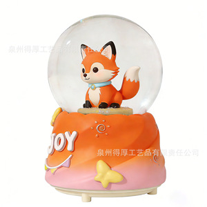 Boîte à musique en cristal de renard, cadeau personnel rotatif rond pour enfants ou petites amies - Product Image 3