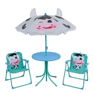 2024Hot Sale Cute Cartoon Outdoor Four-piece Children's Tables and Cartoon Tables and Chairs Umbrellas Folding Tables and Chairs