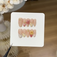 10 pièces de faux ongles faits à la main avec diamants et ongles en forme d'amande pour femmes