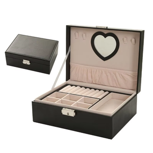 Large PU Leather <b>Jewelry</b> <b>Box</b> Metal <b>Lock</b> Multi Compartment Organizer for Necklace Earring Ring Bracelet Ladies Storage Case - Product Image 4