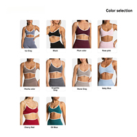 Ensemble de soutien-gorge de sport sans couture en Spandex/Nylon, respirant, haute élasticité, bretelles non ajustables, col en V, dos nu, pour la gym