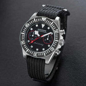 Haute qualité en acier sport pilote mouette mécanique chronographe 1901 mouvement à remontage manuel magique Nylon autocollant montre hommes à vendre - Product Image 1