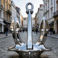 Statue de grande ancre en acier inoxydable, design moderne et luxueux, sur mesure, pour décoration de parc marin extérieur, à vendre