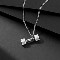 Chaîne de collier haltère tendance style coréen pour homme, personnalisée en acier titane avec placage sous vide, accessoire breloque