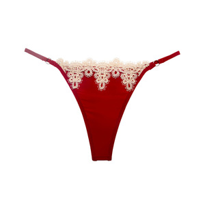 Tanga de Satén para Mujer con Encaje, Tirantes Finos, Anillo Metálico Decorativo, Cintura Baja, Lencería Sexy, Ropa Interior Íntima para Dama, Venta al por Mayor - Product Image 5