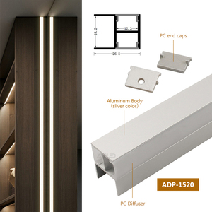 Gabinete anodizado de aleación lineal 15*20Mm 6063 T5, tira de perfil LED, difusor de PC esmerilado, perfil LED de extrusión con servicio de corte - Product Image 2