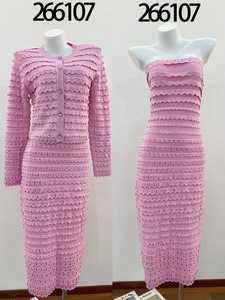 Nouveautés Bettergirl 2026 : Ensemble haut et jupe rose sans bretelles avec <span class=keywords><strong>fermeture</strong></span> éclair et strass, style industriel français - Product Image 1