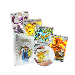 55pcs Pokemoned Anime Collection Feuille D'<span class=keywords><strong>argent</strong></span> Carte Brillant <span class=keywords><strong>Pikachu</strong></span> Charizard avec Boîte De Rangement Coffret Cadeau - Product Image 1
