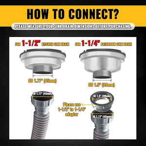 ชุดท่อระบายน้ำอ่างล้างหน้าคู่แบบโมเดิร์น PP ชุบโครเมียม ขนาด 58 มม. พร้อม P-Trap แบบยืดหยุ่น ชุดข้อต่อครบชุด ติดตั้งได้ปรับได้ - Product Image 5