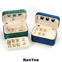 Boîte à bijoux en velours double couche, portable, avec fermeture éclair, pour voyage, personnalisable avec logo, emballage cadeau pour bijoux femme.