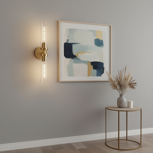 Lámpara de Pared Moderna Dorada con Cristal Transparente, Luz LED Cableada, para Baño, Dormitorio, Pasillo, Espejo, 2700K Blanco Cálido, Bombilla E14 (No Incluida) - Product Image 2