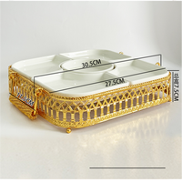 Plateau de service de luxe arabe pour le Ramadan, boîte à collations divisée, bol à noix en métal doré ou argenté, récipient à dattes, décoration de maison islamique pour l'Aïd, cadeau