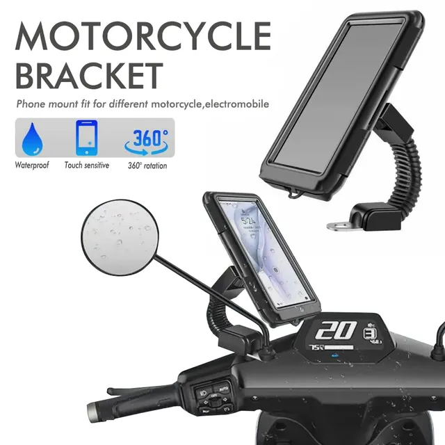 New Anti Vibration Flexible Waterproof Bicycle Motorcycle Handlebar Rearview Mirror Phone Holder