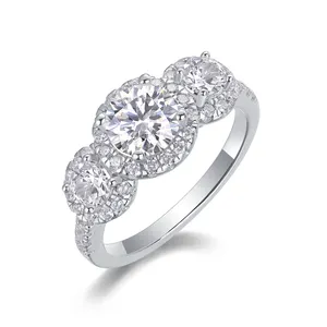 Thời Trang Nhẫn 1Carat Moissanite Kim Cương Engagement Ring 100% 925 Sterling Bạc Trang Sức Phụ Nữ Nhẫn