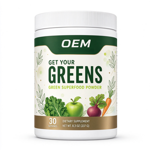 ผงซูเปอร์ฟู้ดสีเขียว OEM ODM ได้รับการรับรองมาตรฐาน GMP และฮาลาล 30 หน่วยบริโภค 237 กรัม พร้อมโปรไบโอติกและเอนไซม์ย่อยอาหาร - Product Image 1
