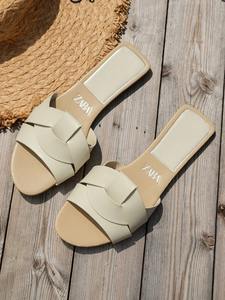 Sandalias de Lujo de Diseñador para Mujer 2025 Nuevas Tejidas con Cómoda Suela Casual de Verano, Pantuflas Planas para Mujer - Product Image 4