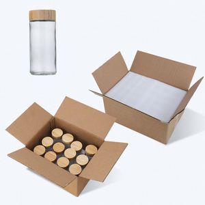 Pot à épices rond personnalisé de 90 ml, 120 ml, 4 oz, bouteille en verre pour poivre et assaisonnements avec couvercle en bambou et en bois - Product Image 1