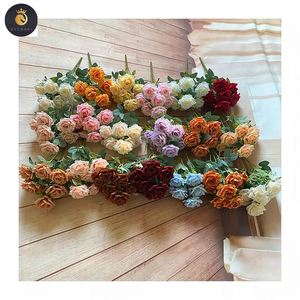Caldo top seller 9 teste di rose <span class=keywords><strong>Nora</strong></span> fiori artificiali dekorazione - Product Image 2