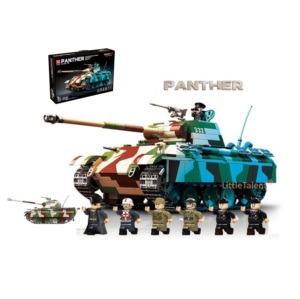 Char Panthère Allemand Militaire de la Seconde <span class=keywords><strong>Guerre</strong></span> <span class=keywords><strong>Mondiale</strong></span> MOC Blocs de Construction Jouet d'Ingénierie WW2 Army Tank 6 Soldiers For Military Fan - Product Image 1