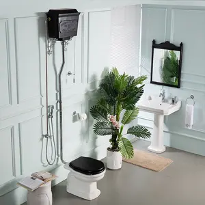 High level WC with single flush aluminium cistern traditional High Level Traditional Toilet Soft Close Seat customization color