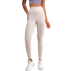 Pantalon de yoga uni couleur pêche taille haute extensible dans quatre directions écologique ajusté rehausseur de fessiers pour le sport et le fitness - Product Image 2