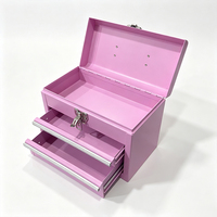 Armoire à outils en acier robuste rose, 2 tiroirs, portable, verrouillable, avec poignée de transport, OEM/ODM, capacité de charge de 300 kg pour le stockage de matériel