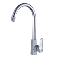 Robinet de cuisine à poignée unique en alliage de zinc au design moderne, finition chromée, pour usage hôtelier, avec valve en céramique, mélangeur d'eau chaude et froide, vente en gros