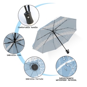 Wholesale Custom Fully <b>Automatic</b> Anti-Ultraviolet Polyester Travel Windproof Three-Folding 95cm Open Diameter 8 Ribs <b>Umbrella</b> - Product Image 2