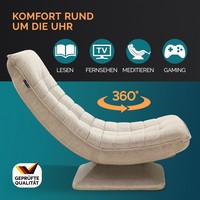 Fauteuil pivotant 5 positions réglable, fauteuil inclinable haut et confortable, fauteuil pliant pivotant à 360 degrés avec dossier réglable