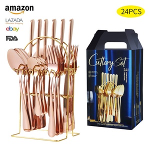 SHOUYUAN OEM/ODM Juego de Vajilla de Acero Inoxidable 1010 de 24 Piezas, Estilo Minimalista, Acabado Espejo, Superventas en <span class=keywords><strong>Amazon</strong></span>, Ideal para Regalo - Product Image 1
