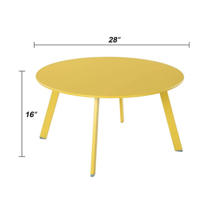 Round Steel Patio <strong>Coffee</strong> <strong>Table</strong> Weather Resistant Outdoor Large Side <strong>Table</strong> <strong>Yellow</strong> Metal <strong>Coffee</strong> <strong>Table</strong> - Product Image 5