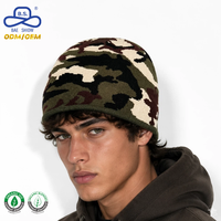 Bonnet tricoté camouflage personnalisé avec logo, imprimé camouflage, chaud pour l'hiver, unisexe, streetwear, vente en gros, ODM, OEM, fournisseur d'usine