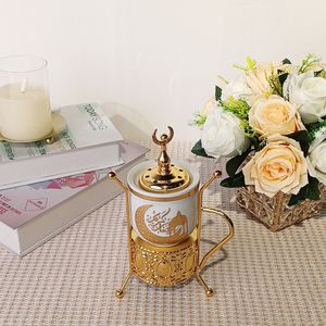 Новинка! Декор для Рамадана: современная керамическая и металлическая арабская курильница золотого и белого цвета для вечеринок, свадеб и дома. - Product Image 2