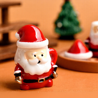 Set cangkir teh Santa Claus Mini Cabochon pipih Resin untuk miniatur DIY Aksesori kerajinan tangan krim permainan Makanan Natal