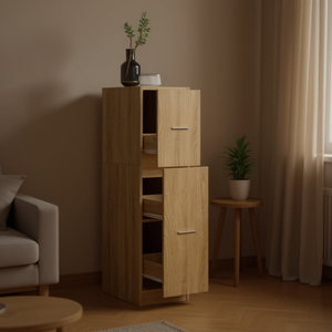 Mobiletto Farmacia in Legno Ingegnerizzato Rovere Sonoma con 2 Ante e 3 Ripiani, Mobile Moderno per Soggiorno - Product Image 2