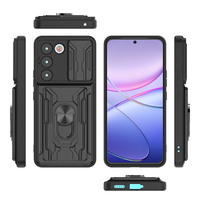 Étui de protection robuste et fin avec support, fente pour cartes et anneau de maintien pour téléphone portable Infinix Hot 50 50i 60 Spark Go 3