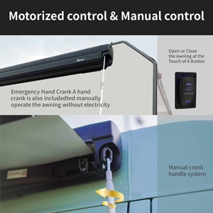 Toldo parasol <span class=keywords><strong>RV</strong></span> de montaje lateral motorizado Manual Awnlux para toldo de autocaravana con tira LED - Product Image 4