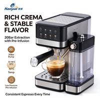 Machine à expresso semi-automatique à une touche, système d'extraction 20 bars, mousseur à lait automatique, fonction de nettoyage automatique, fonction de chauffe-tasses
