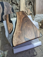 Table Basse Moderne en Résine Époxy Effet Rivière, Table de Salon Contemporaine avec Plateau en Bois