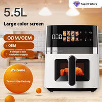 Friteuse à air électrique intelligente numérique 1500W de meilleure qualité sans huile et saine Fenêtre transparente de 5.5 litres neuve avec écran tactile