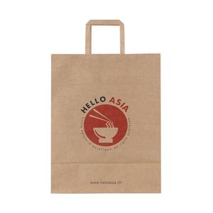 Wholesale Free <b>Design</b> Brown Kraft Paper Bag Custom logo <b>Printing</b> Food Paper Bag Flat Handle Shopping Gift Bag - Product Image 3