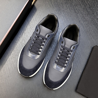 Sneakers en cuir et daim patchwork de marque de créateur, à lacets, à semelle épaisse, chaussures décontractées de style italien, originales et luxueuses