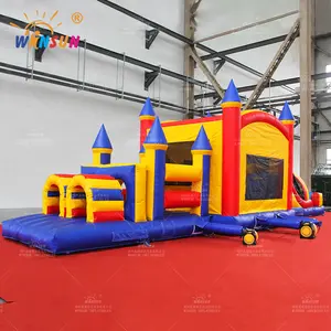 WINSUN 4 in 1 Commercial Inflatable Moon Jump Moonwalk Inflatable Bounce House for backyard garden