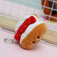 Poupée mignonne créative en peluche pour frites, hamburger, poulet, hot dog, porte-clés, pendentif, cintre pour sac de fille