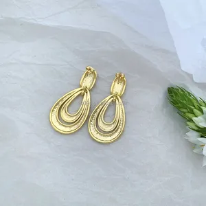 Factory 18K Gold Plated Brass Earrings Elegant Design Fashion Jewelry Women Gift