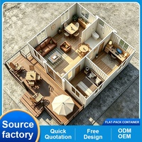 Exportación Directa de Fábrica, Casa Contenedor Plana de 20 y 40 pies, Estructura de Acero Galvanizado, Apilable, Prefabricada, para Dormitorio u Oficina, con Certificación CE