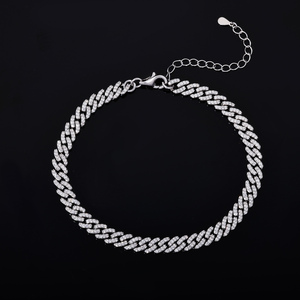 Bijoux fins, bracelet <span class=keywords><strong>de</strong></span> <span class=keywords><strong>cheville</strong></span> 6 mm, plaqué or, <span class=keywords><strong>argent</strong></span> sterling 925, diamant Moissanite VVS, <span class=keywords><strong>chaîne</strong></span> cubaine sertie <span class=keywords><strong>de</strong></span> diamants, bracelet <span class=keywords><strong>de</strong></span> <span class=keywords><strong>cheville</strong></span> pour femmes - Product Image 4
