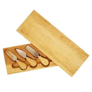 Planche à fromage rotative en bois écologique au design moderne en gros avec boîte à outils emballée pour couper le pain