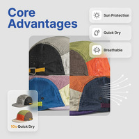 Casquette 5 panneaux personnalisée en nylon léger, maille respirante, visière plate, style urbain et outdoor, ajustable, pour la pêche et les voyages