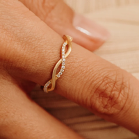 Bague d'éternité torsadée en argent sterling 925 plaqué or avec diamants, accessoire de mode personnalisé Maimang pour femmes